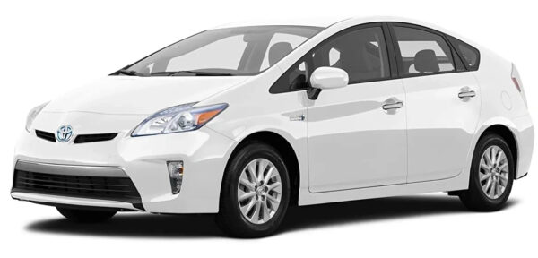 White Toyota prius side profile